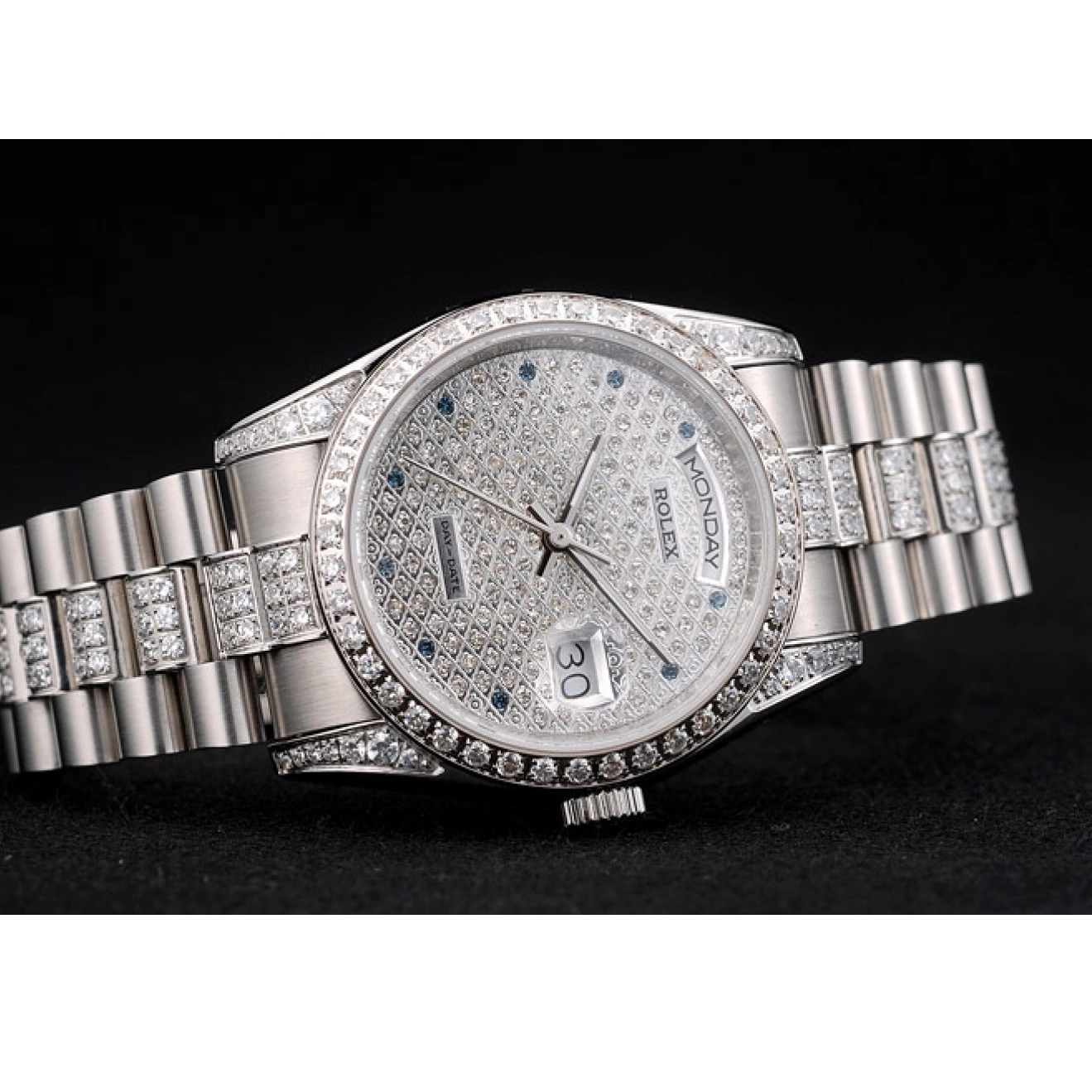 Affordable DayDate Diamond 41986 Bracelet Dial Plated Rolex Stainless Plated Diamond Steel 0217