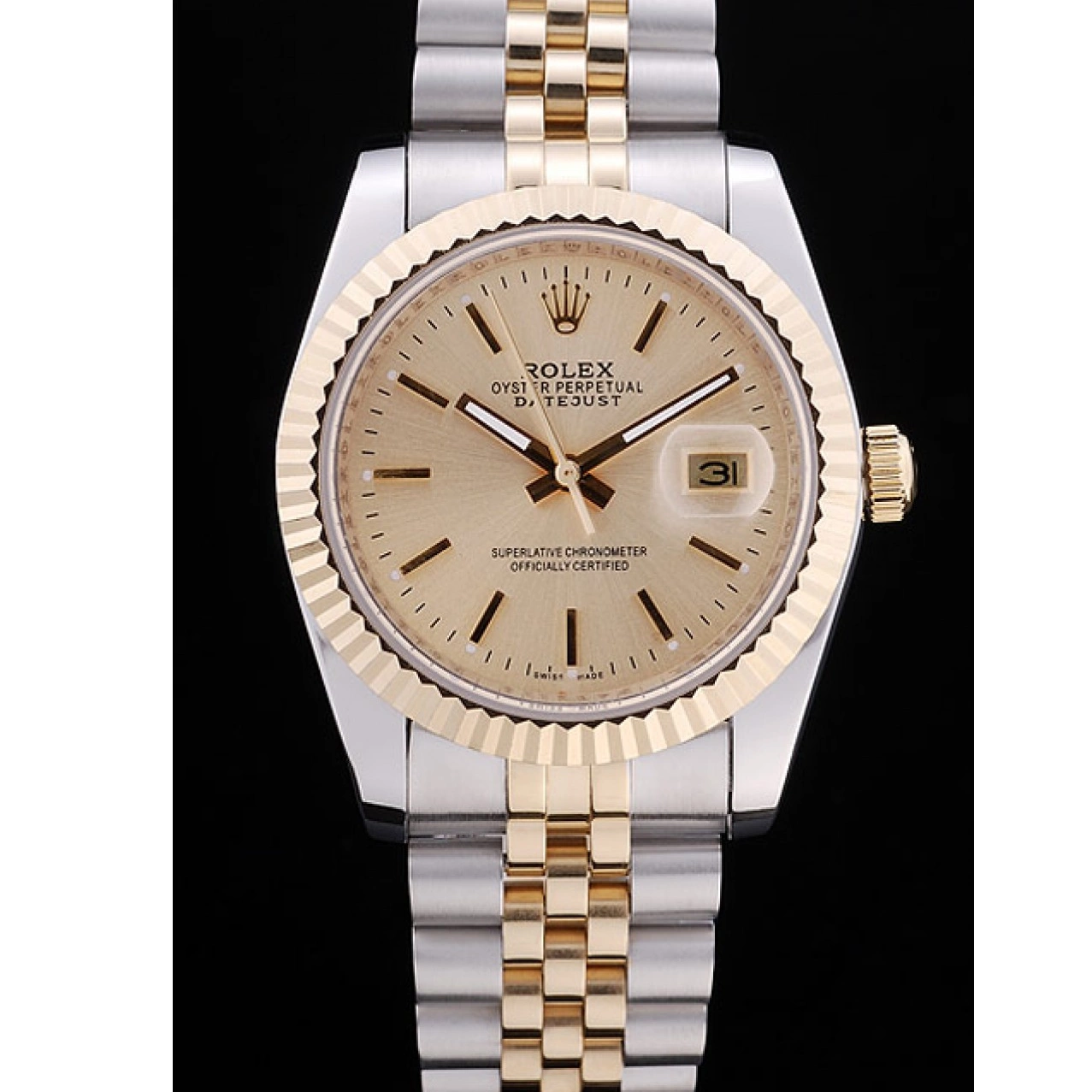 Affordable Datejust Rolex Ribbed Gold Dial 7450 Bezel 0208