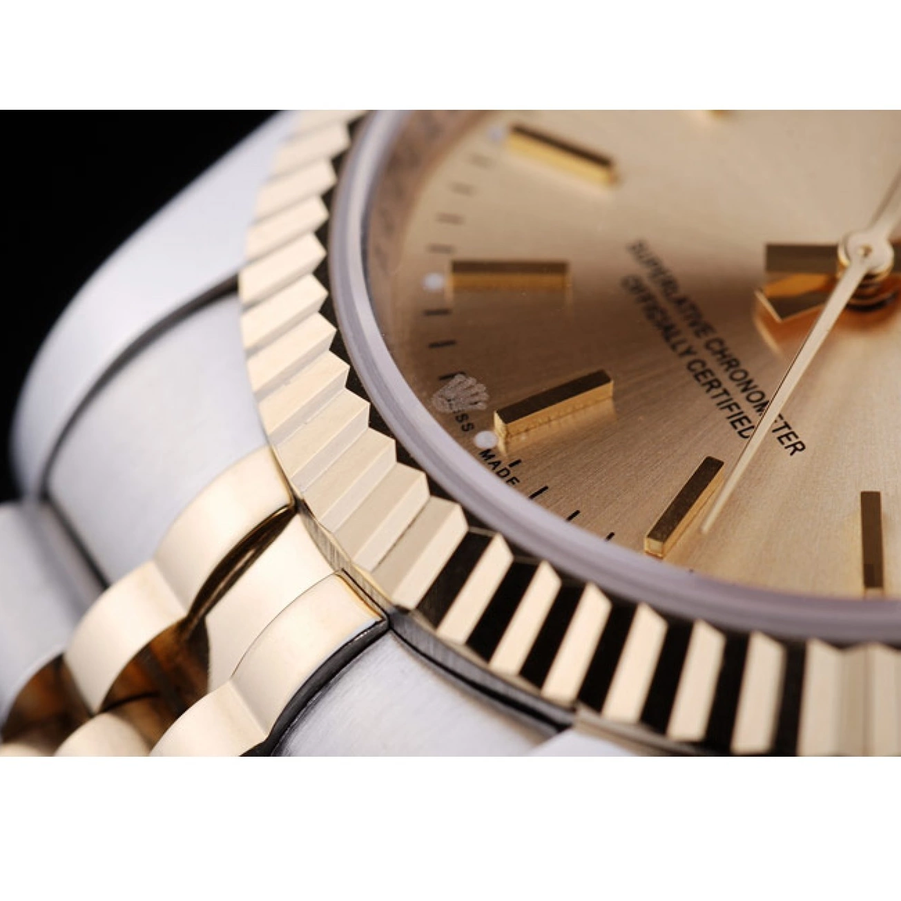 Affordable Datejust Rolex Ribbed Gold Dial 7450 Bezel 0208