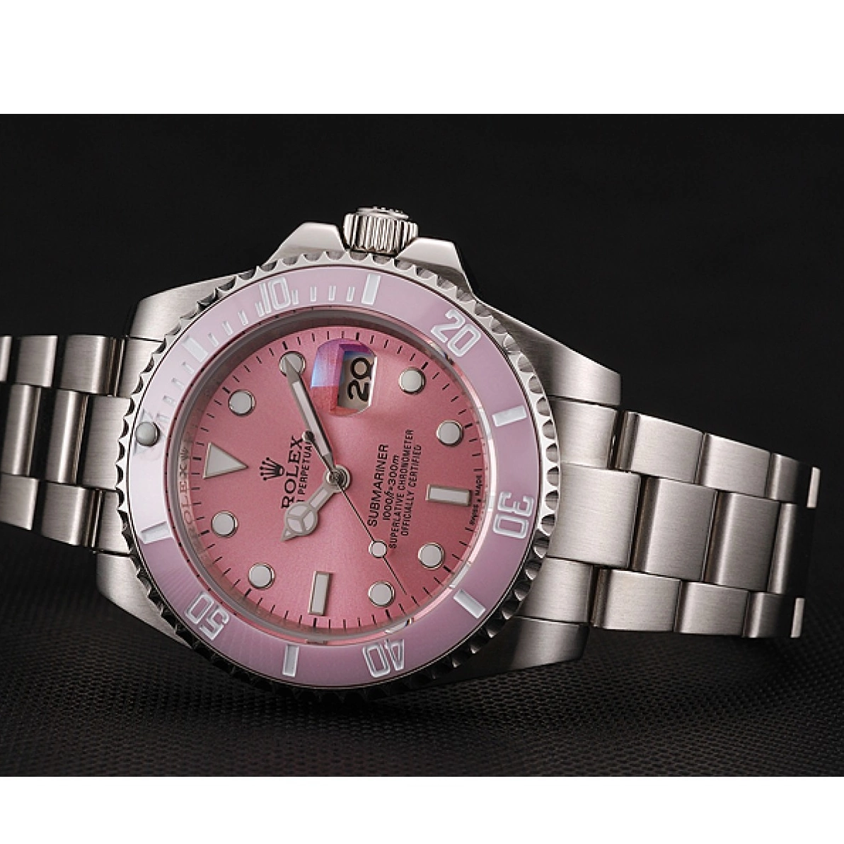 Affordable Dial Submariner Stainless Pink Rolex Steel Bezel Bracelet Pink 1453865 0208