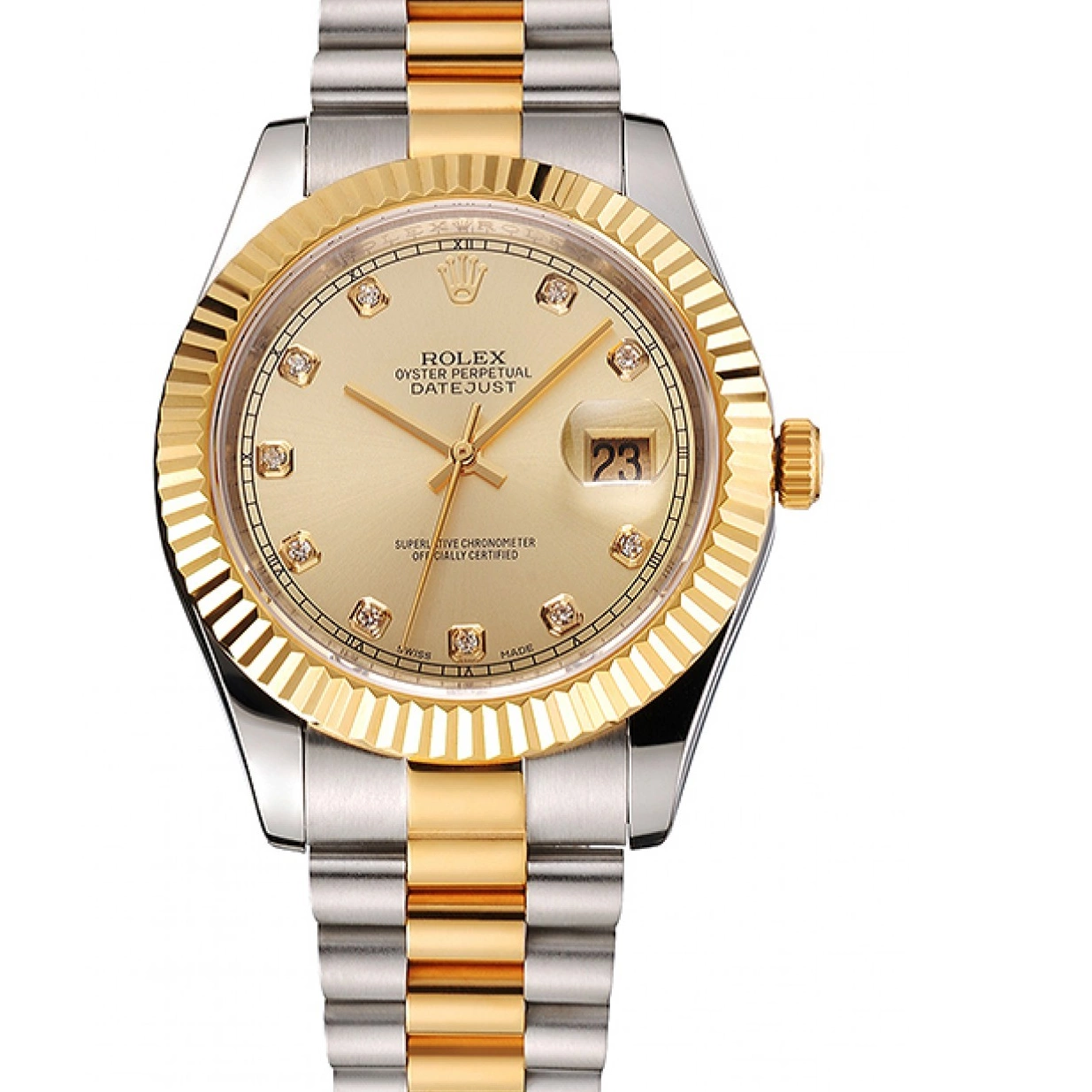 Cheap Bracelet And Rolex Stainless Swiss Two Steel Gold Tone Dial Bezel Datejust Case 0213