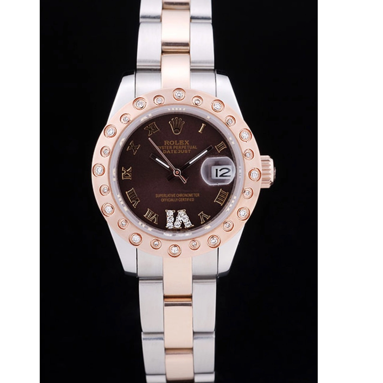 Affordable Diamonds Bezel Gold 7475 Rose Rolex Polished Datejust Brown Dial 0216