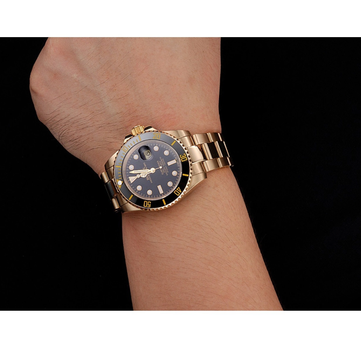 Affordable Swiss Bracelet Gold Rolex Dial Case Bezel Yellow Black Black Submariner And 0223