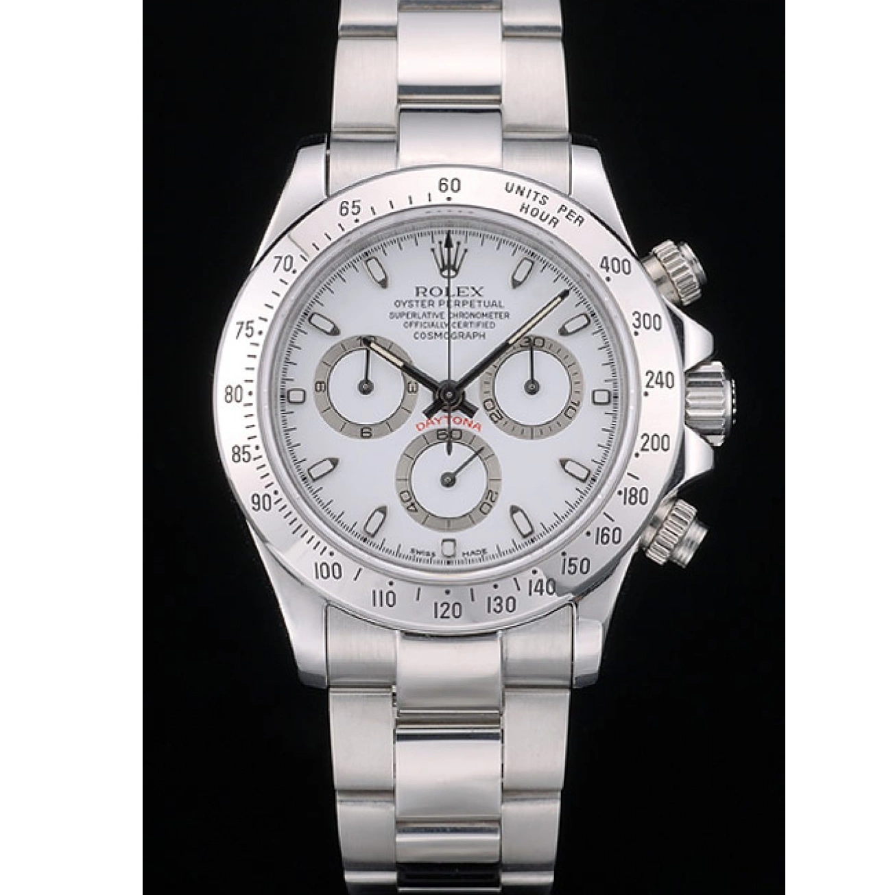 Affordable Stainless Dial Steel Swiss Bracelet 80297 White Rolex Daytona 0226