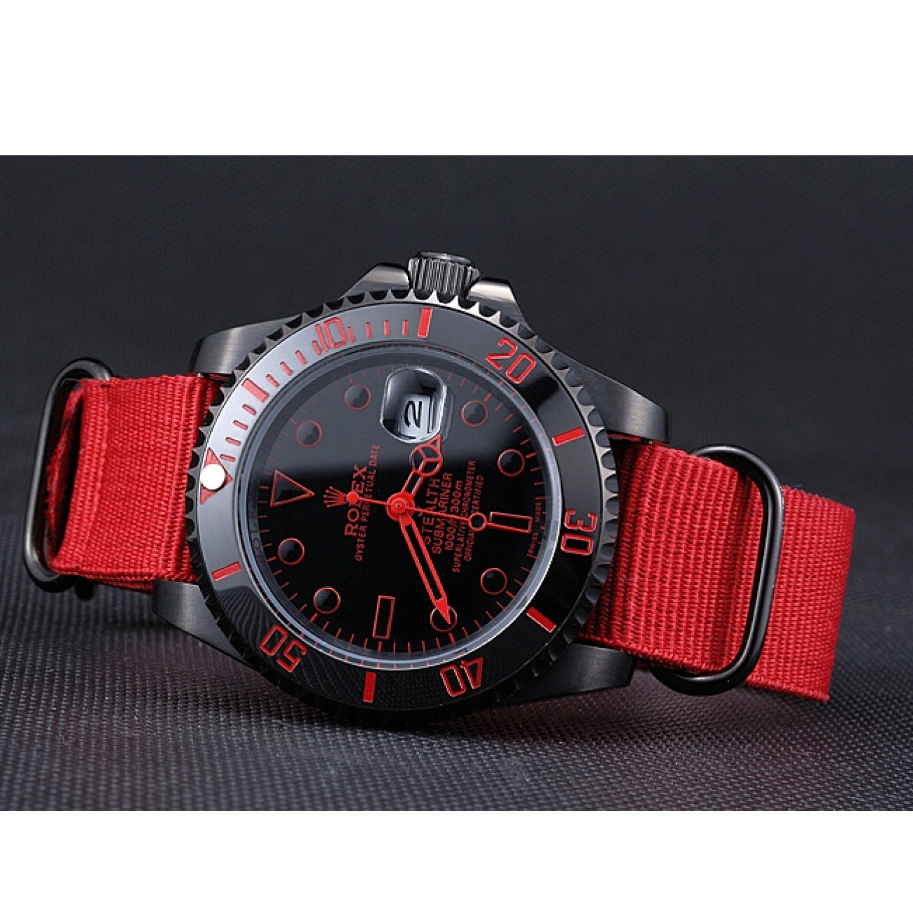 Cheap Nylon Stealth 622010 Rolex Strap Submariner Red 0213