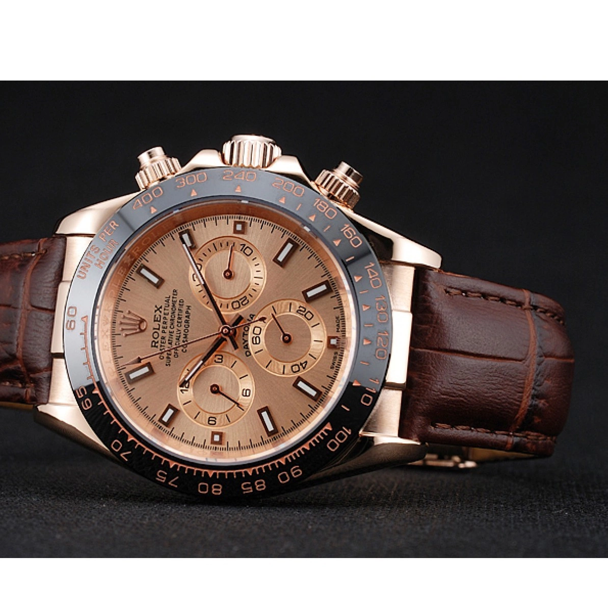 Cheap Leather Gold Brown 1454243 Bracelet Rose Brown Cosmograph Daytona Dial Rolex Case 0218