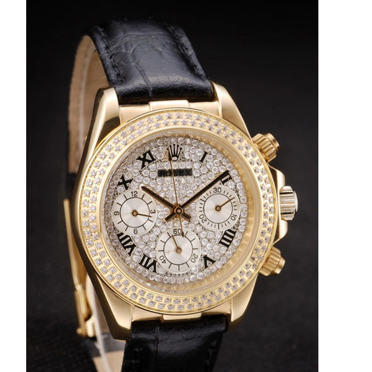 Affordable Case Rolex Gold Lady Crystal Crystal Studded 98238 Daytona Dial Studded Bezel 0216