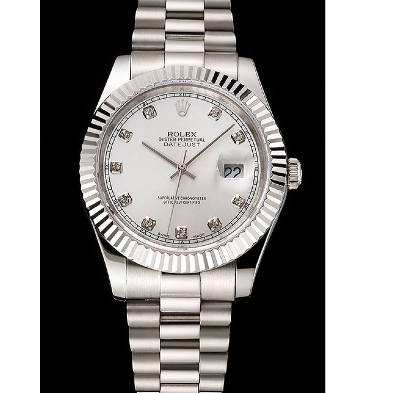 Affordable Stainless Rolex Datejust Bracelet Case Steel And Swiss Dial Silver 0221