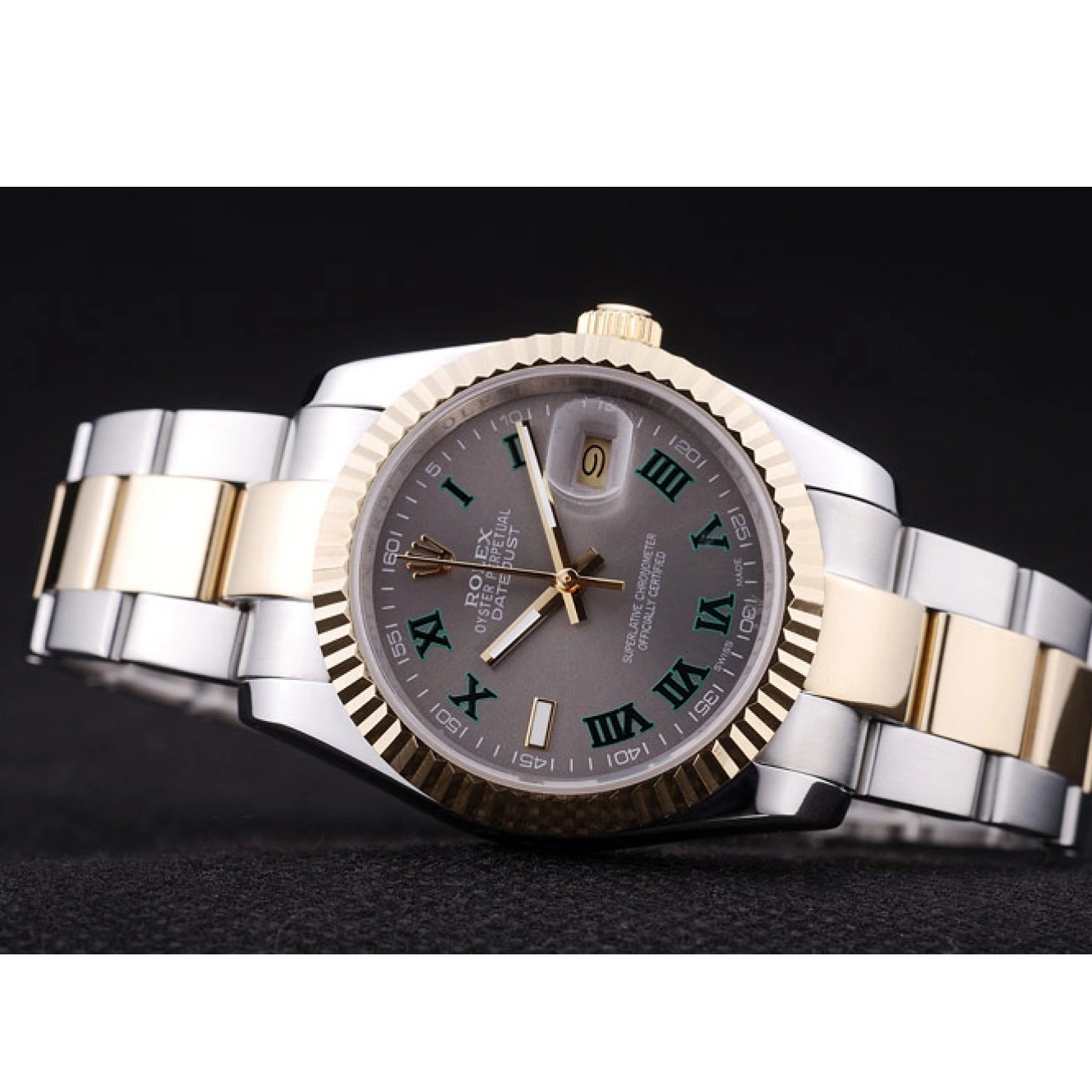 Affordable Bezel Datejust Rolex Dial 7460 Grey Ribbed 0214