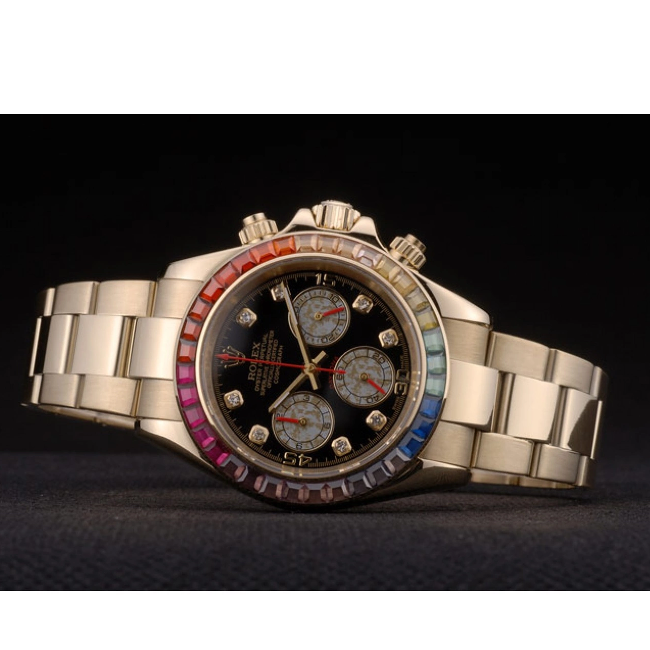 Affordable Crystals Strap Dial Rainbow Rolex Black Bezel Cosmograph Daytona 80251 Gold Rose 0213