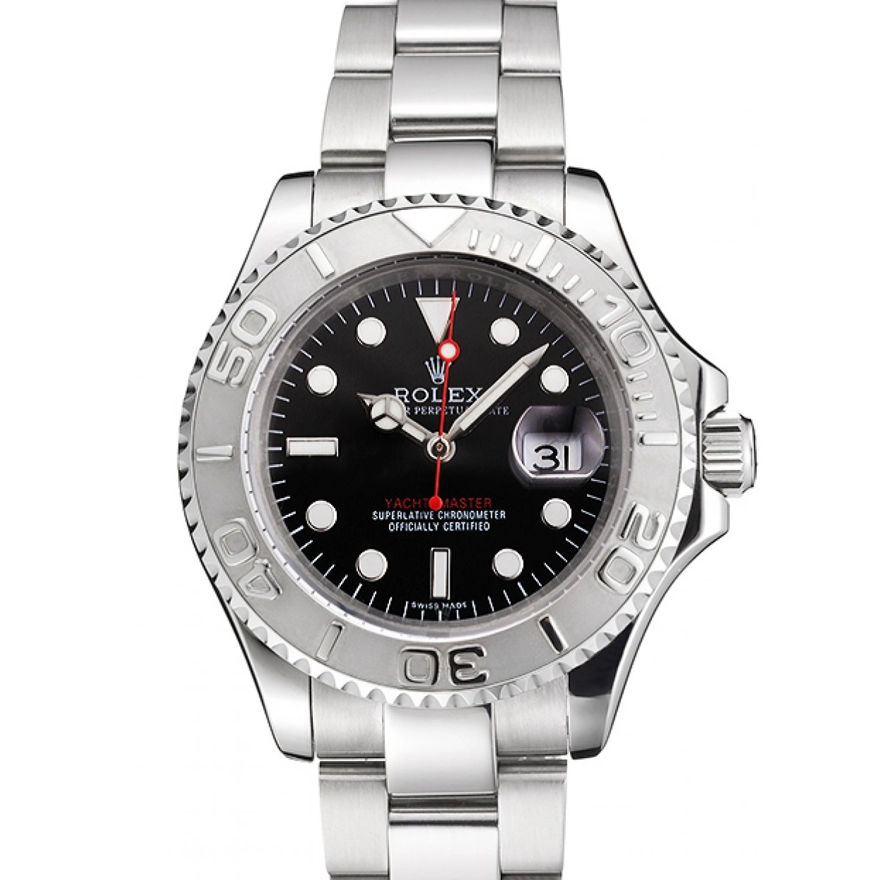 Affordable Case Steel And Black Swiss Bracelet Stainless Dial Yacht-Master Rolex 0210