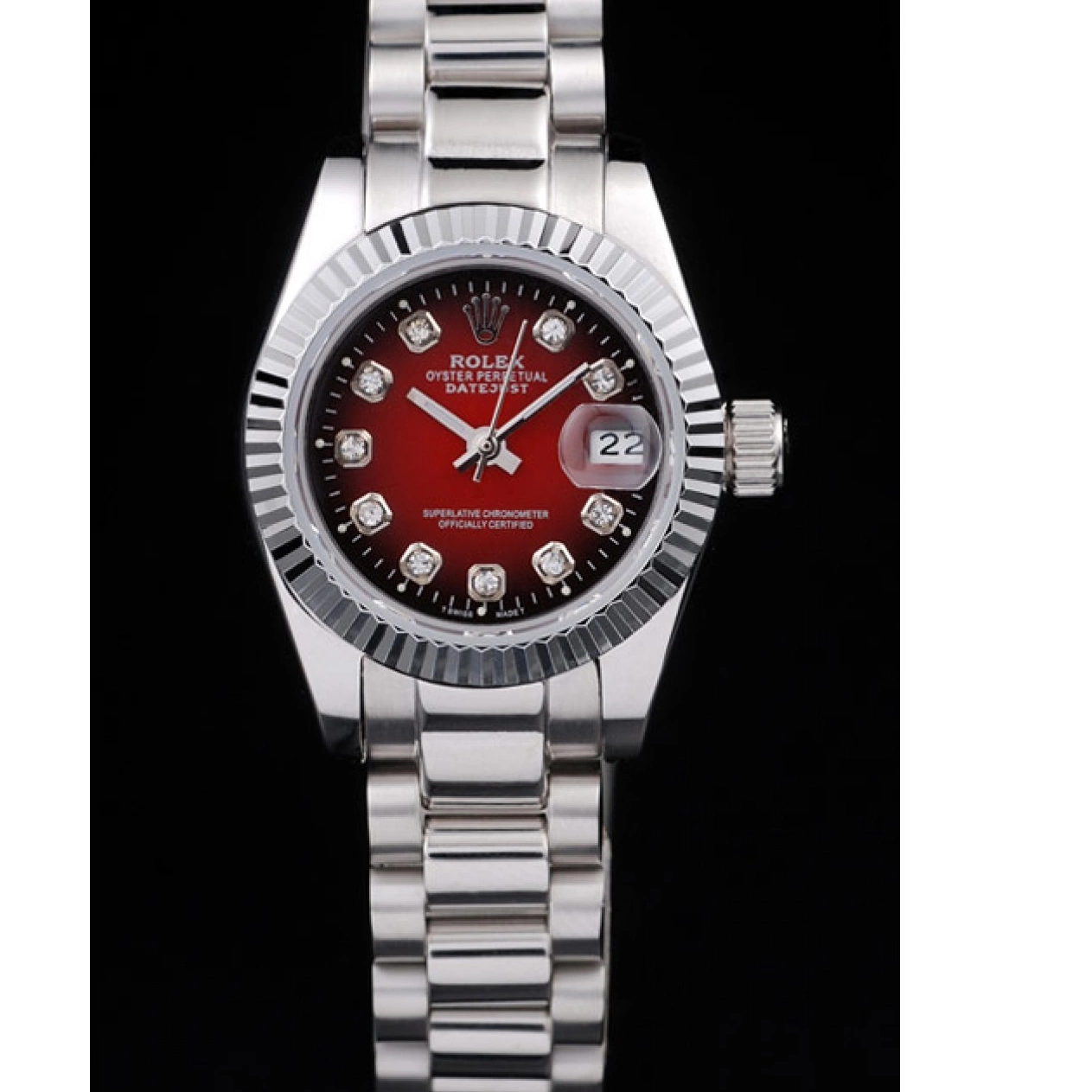 Cheap Steel Dial Polished Stainless Rolex Tone Datejust Two Red 0215