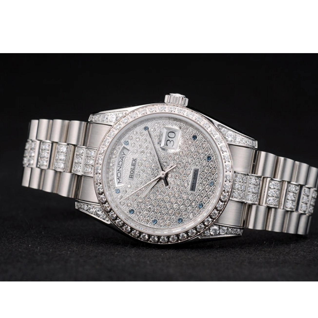 Affordable DayDate Diamond 41986 Bracelet Dial Plated Rolex Stainless Plated Diamond Steel 0217