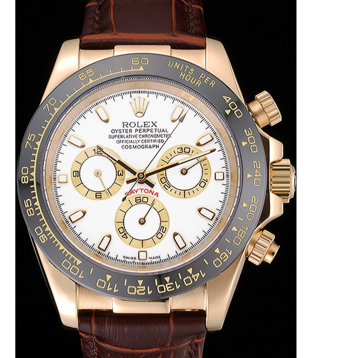 Affordable Brown Cosmograph Bracelet 622633 Rolex Daytona Leather Case White Dial Gold 0222