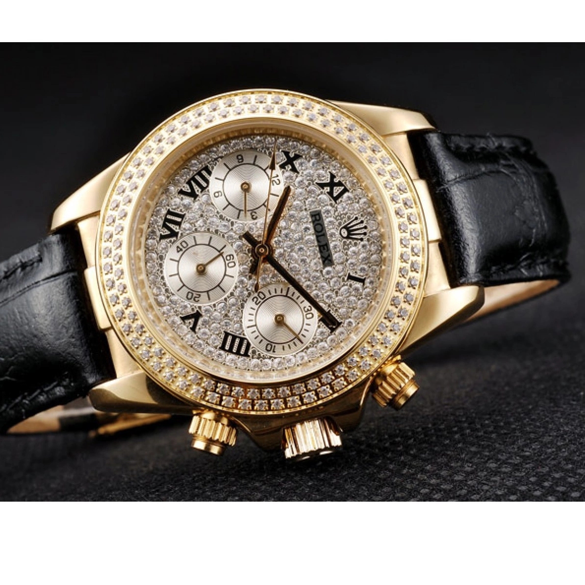 Affordable Case Rolex Gold Lady Crystal Crystal Studded 98238 Daytona Dial Studded Bezel 0216