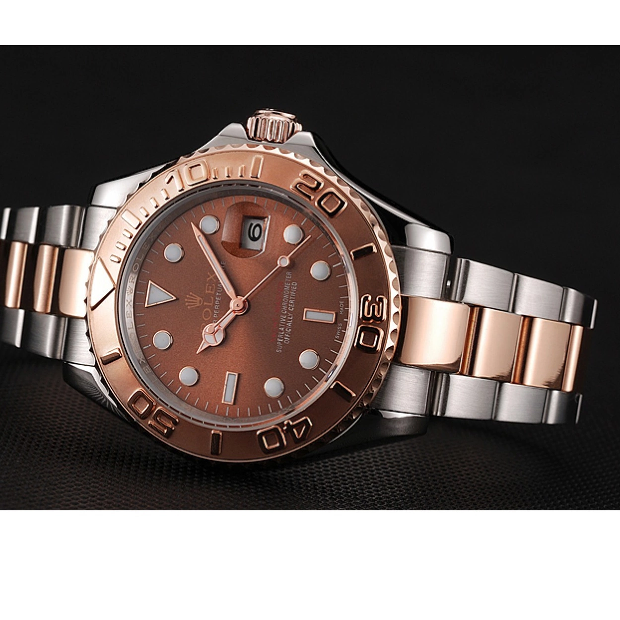 Affordable Rolex Tone Bracelet Gold Yacht Master Rose Two Steel Stainless Dial 1453864 0226