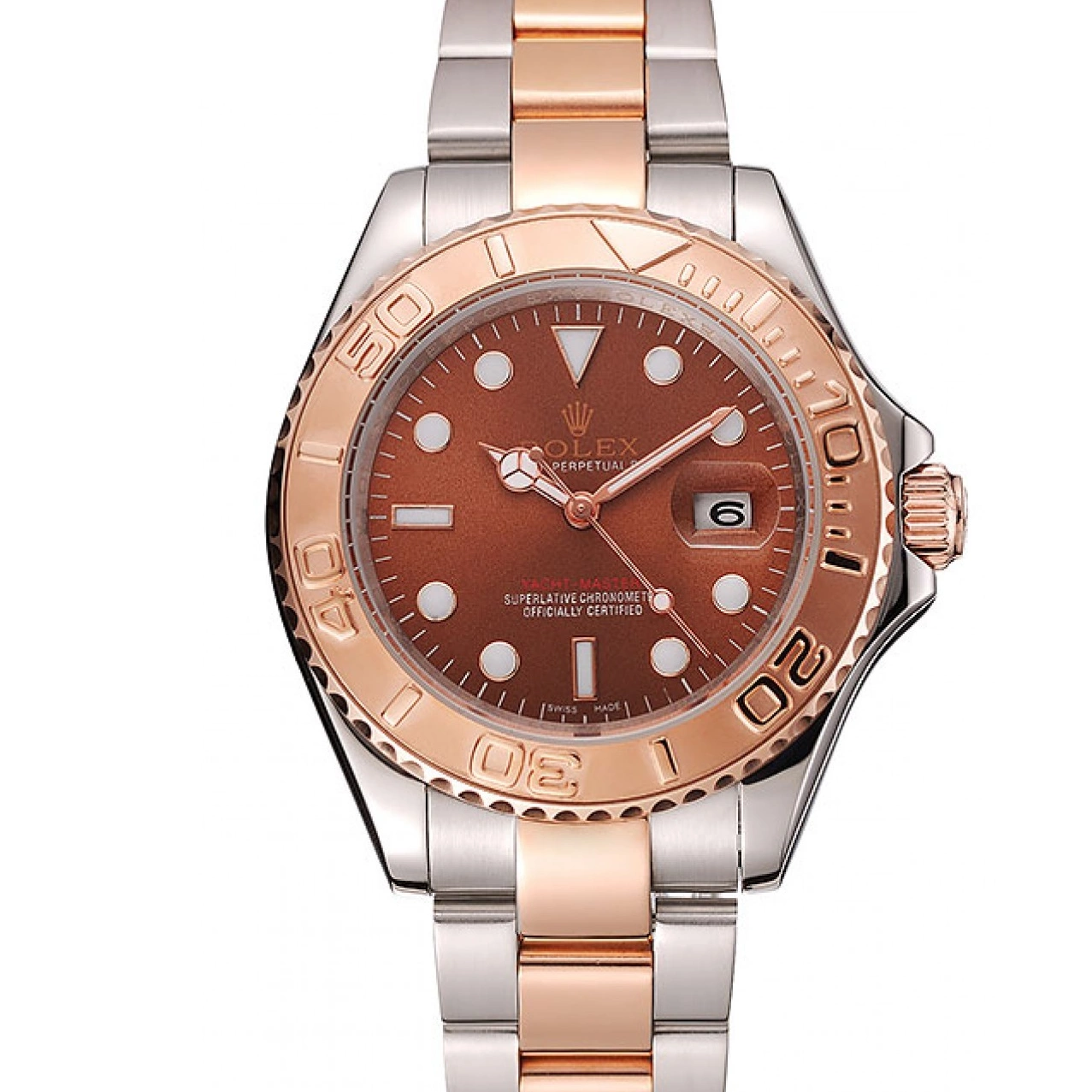 Affordable Rolex Tone Bracelet Gold Yacht Master Rose Two Steel Stainless Dial 1453864 0226