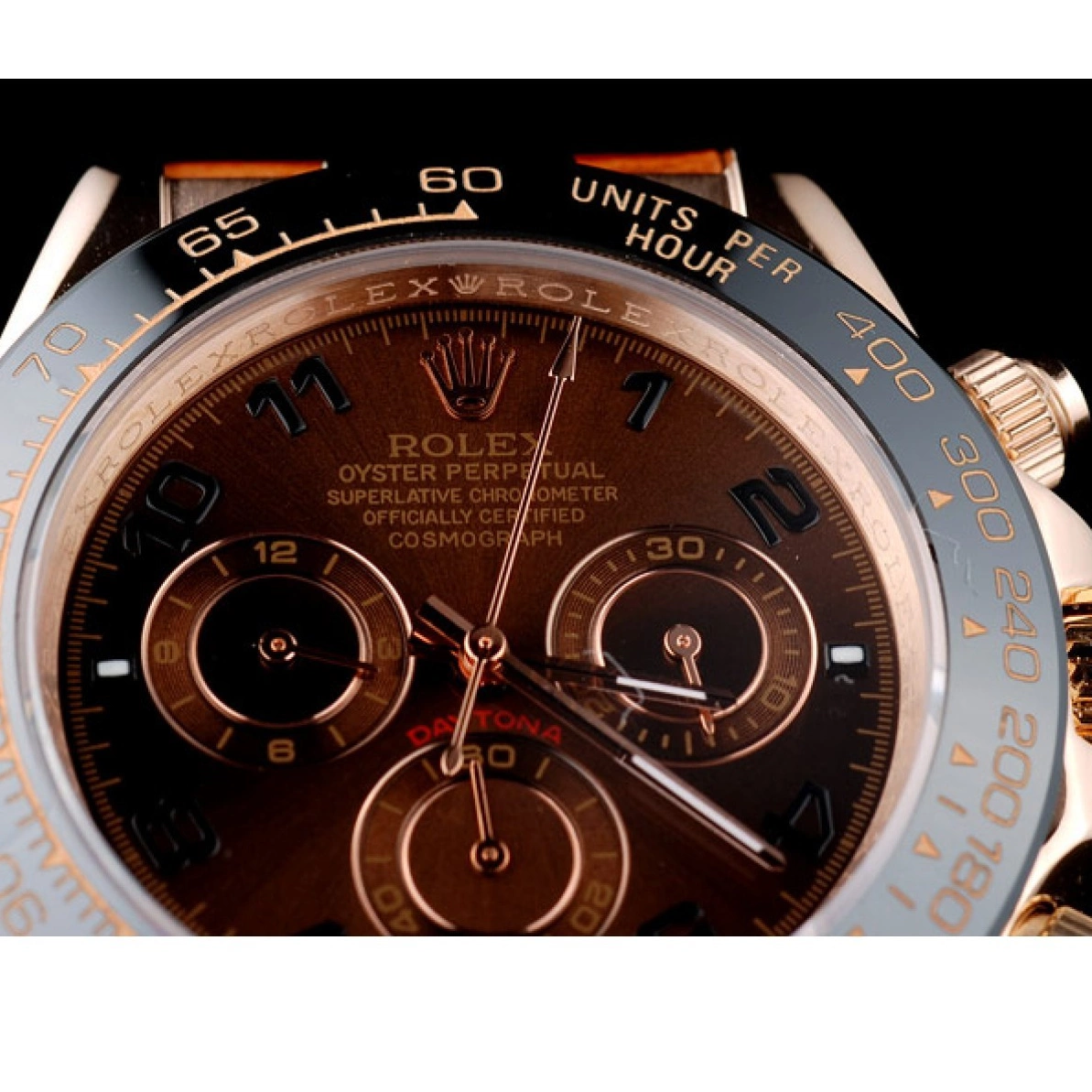 Affordable Case Rolex Brown Strap Dial Daytona Gold Rose Leather Brown 0225