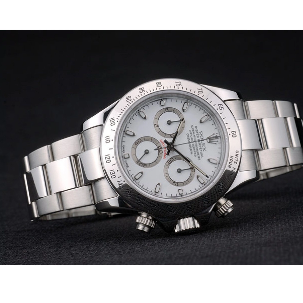 Affordable Stainless Dial Steel Swiss Bracelet 80297 White Rolex Daytona 0226