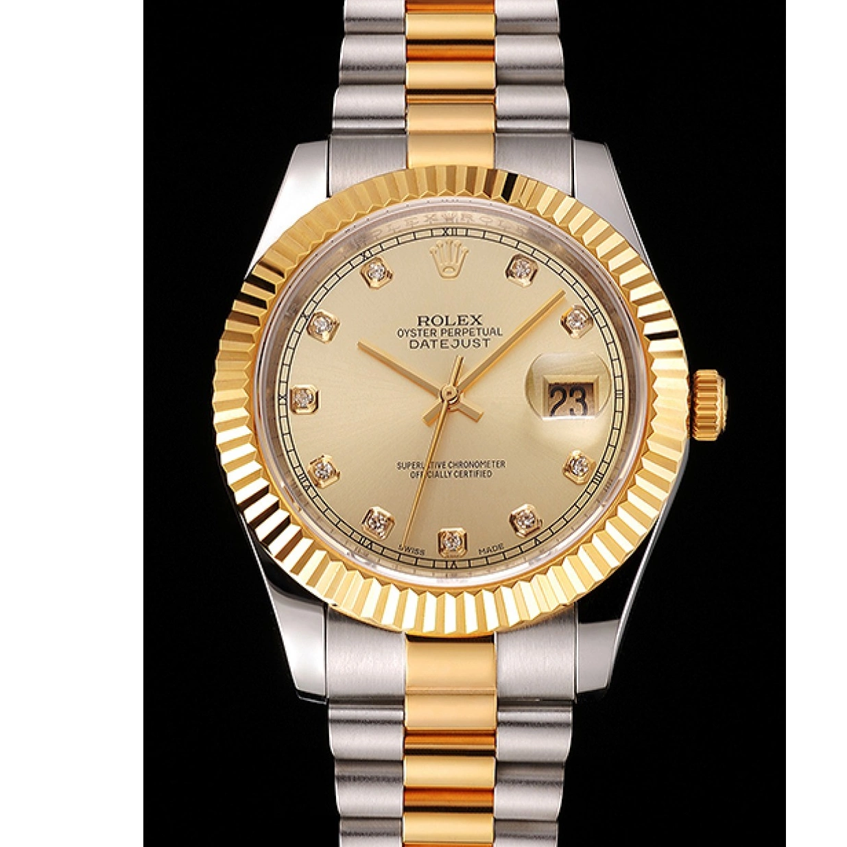 Cheap Bracelet And Rolex Stainless Swiss Two Steel Gold Tone Dial Bezel Datejust Case 0213