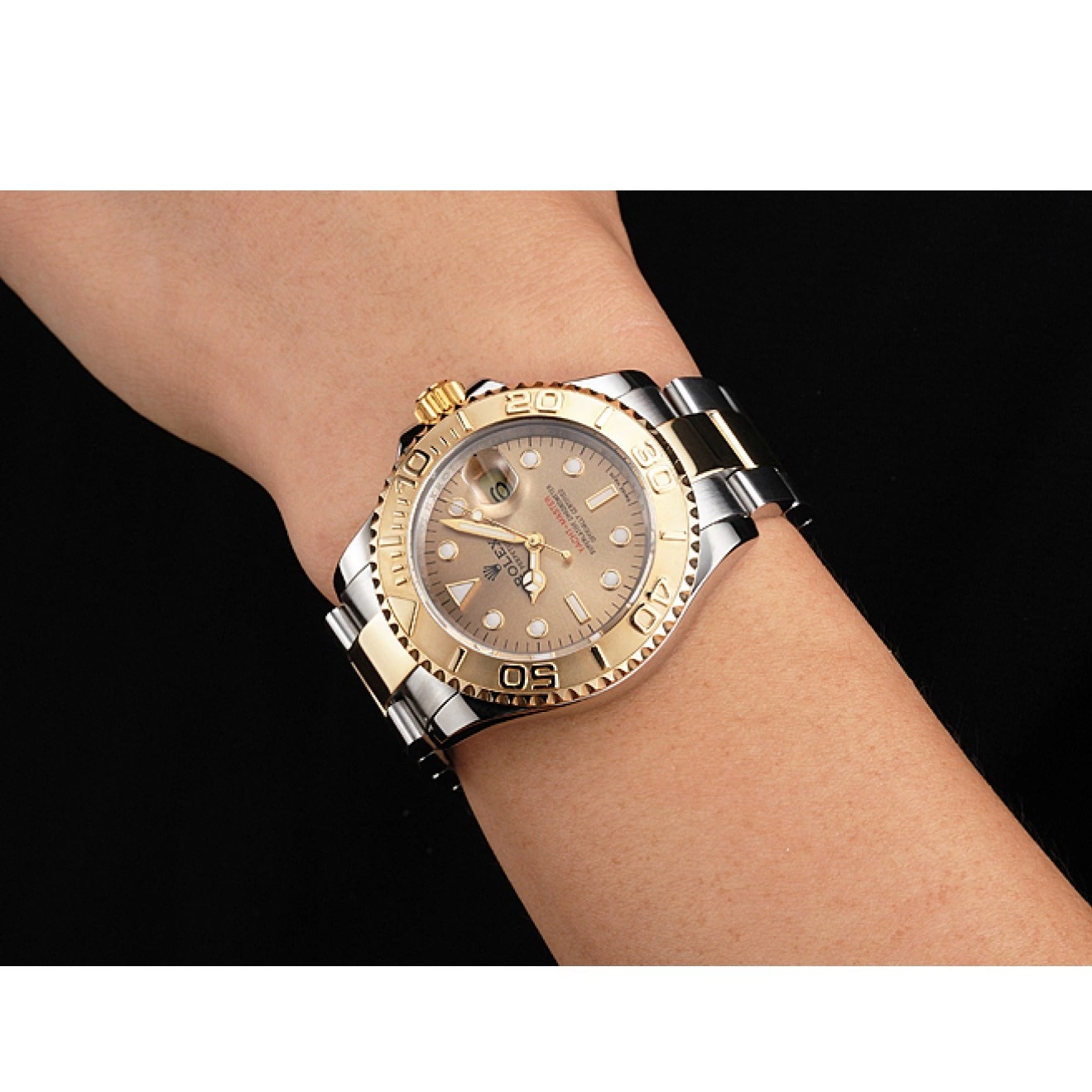 Affordable Tone Dial Two Gray Case Stainless Bezel Rolex Yacht-Master Gold Swiss Steel Dial 0212