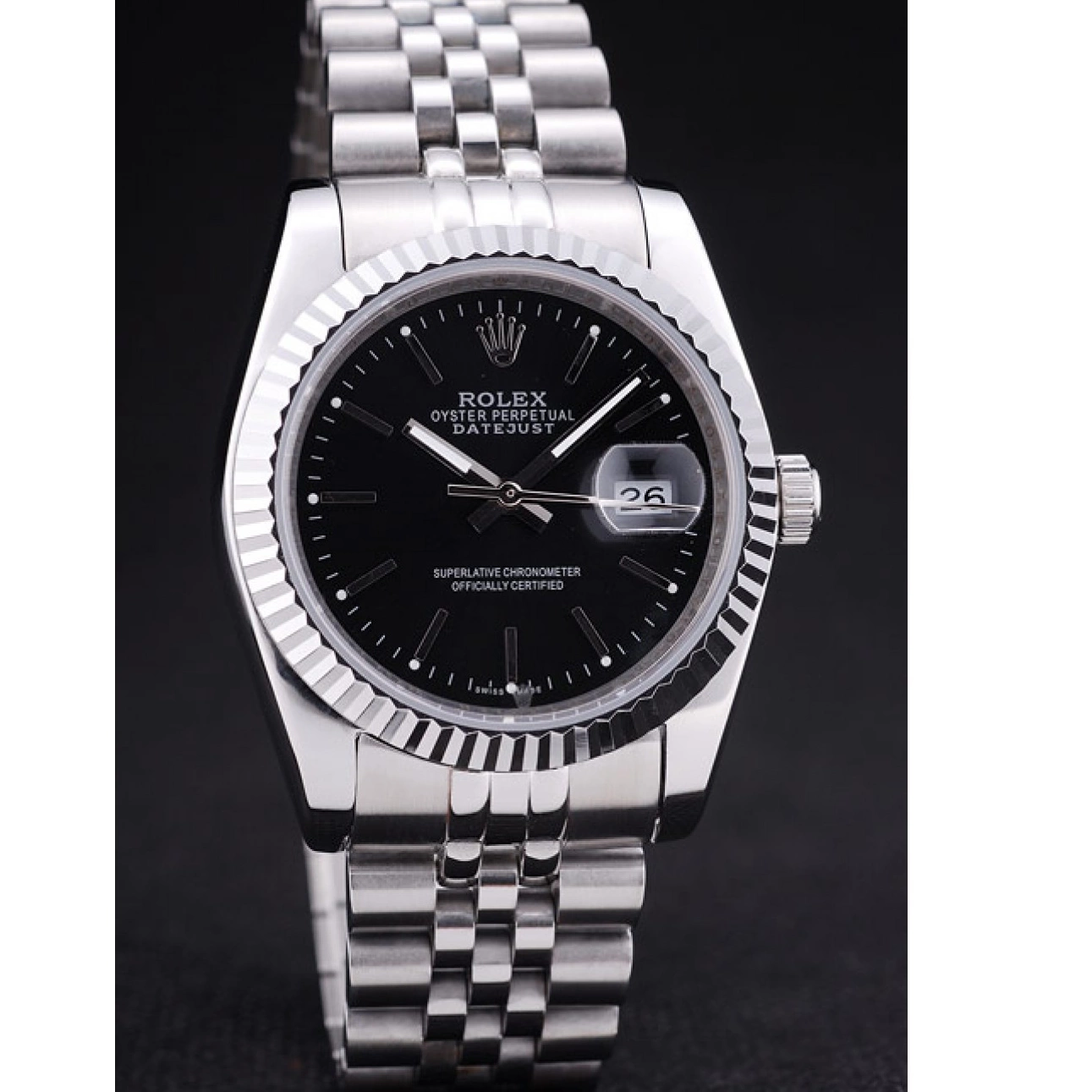 Cheap Dial Ribbed Diamonds Black Bezel Datejust Rolex 7456 0209