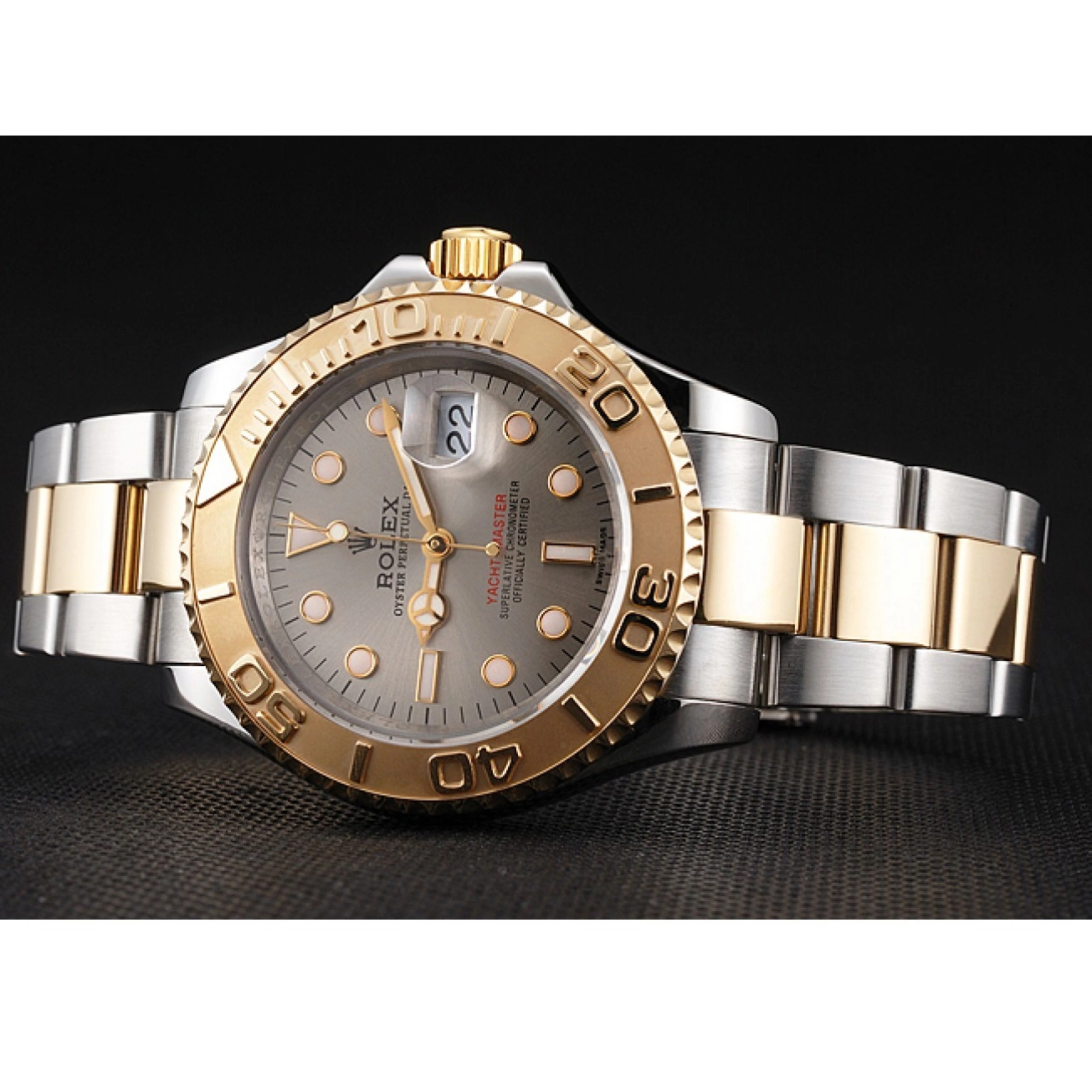 Affordable Tone Dial Two Gray Case Stainless Bezel Rolex Yacht-Master Gold Swiss Steel Dial 0212