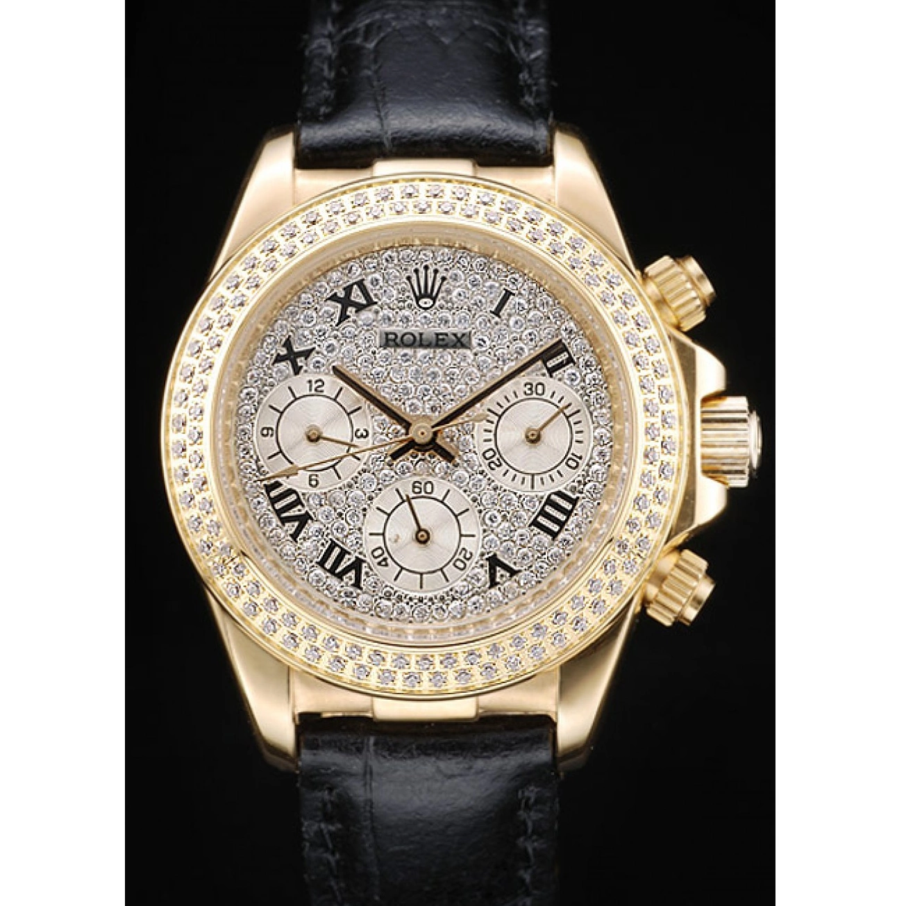 Affordable Case Rolex Gold Lady Crystal Crystal Studded 98238 Daytona Dial Studded Bezel 0216