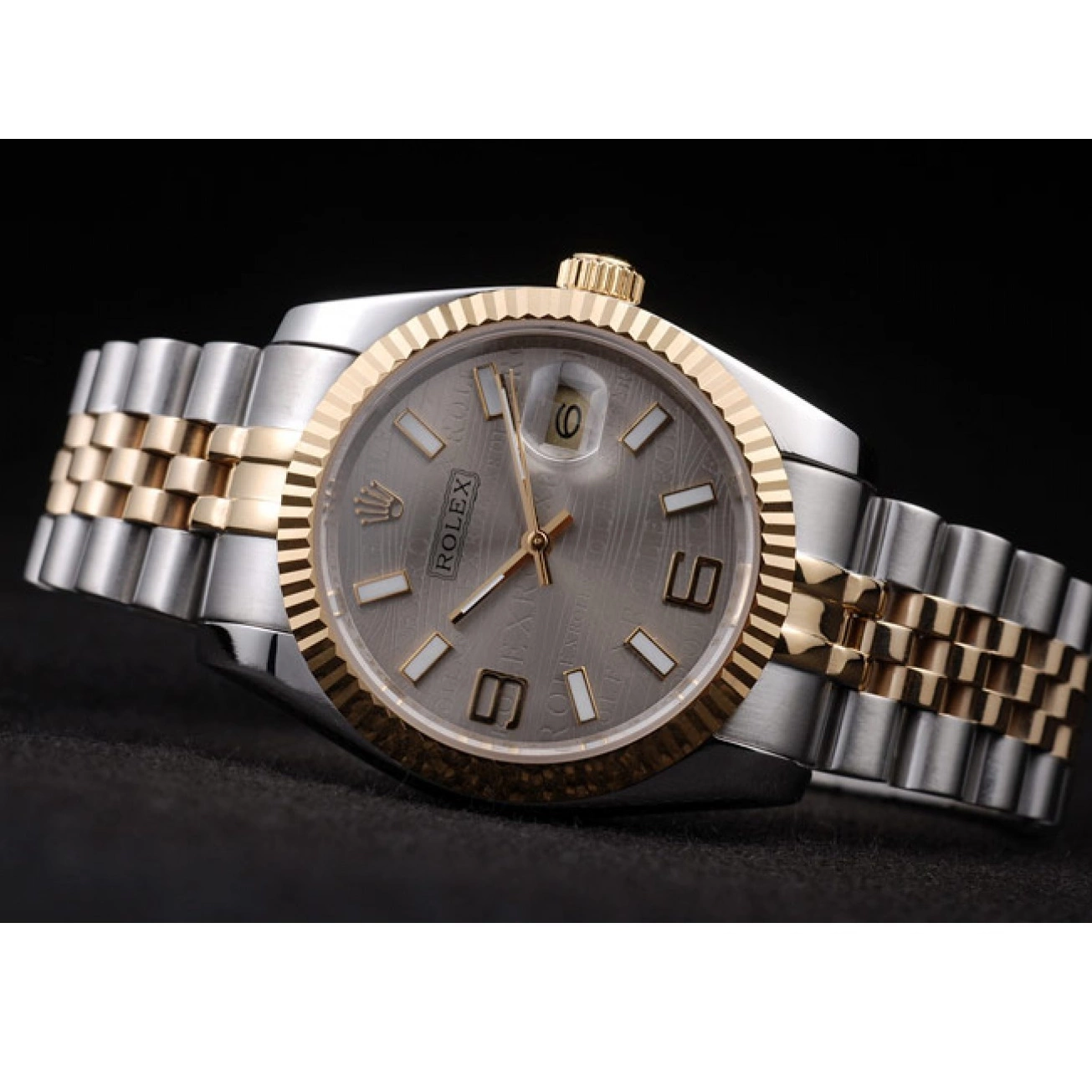 Affordable Rolex Plated Steel Dial Stainless Gold Tone Silver DateJust Two 98085 18k 0213