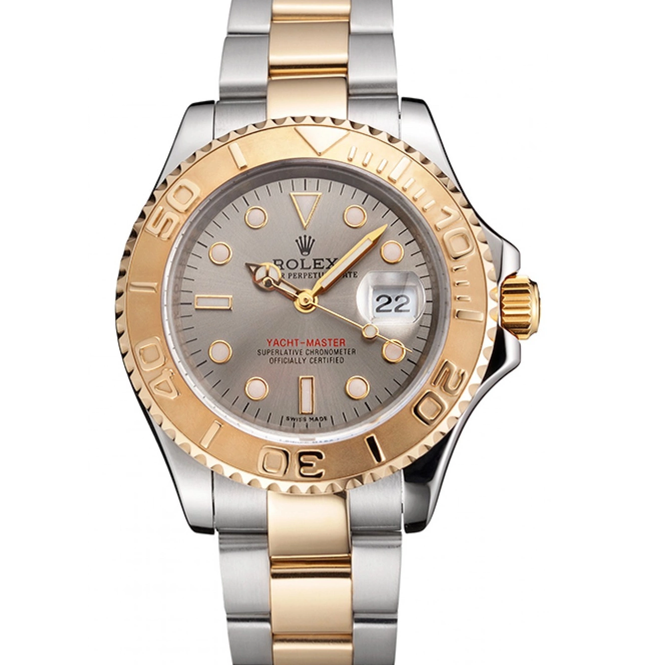 Affordable Tone Dial Two Gray Case Stainless Bezel Rolex Yacht-Master Gold Swiss Steel Dial 0212