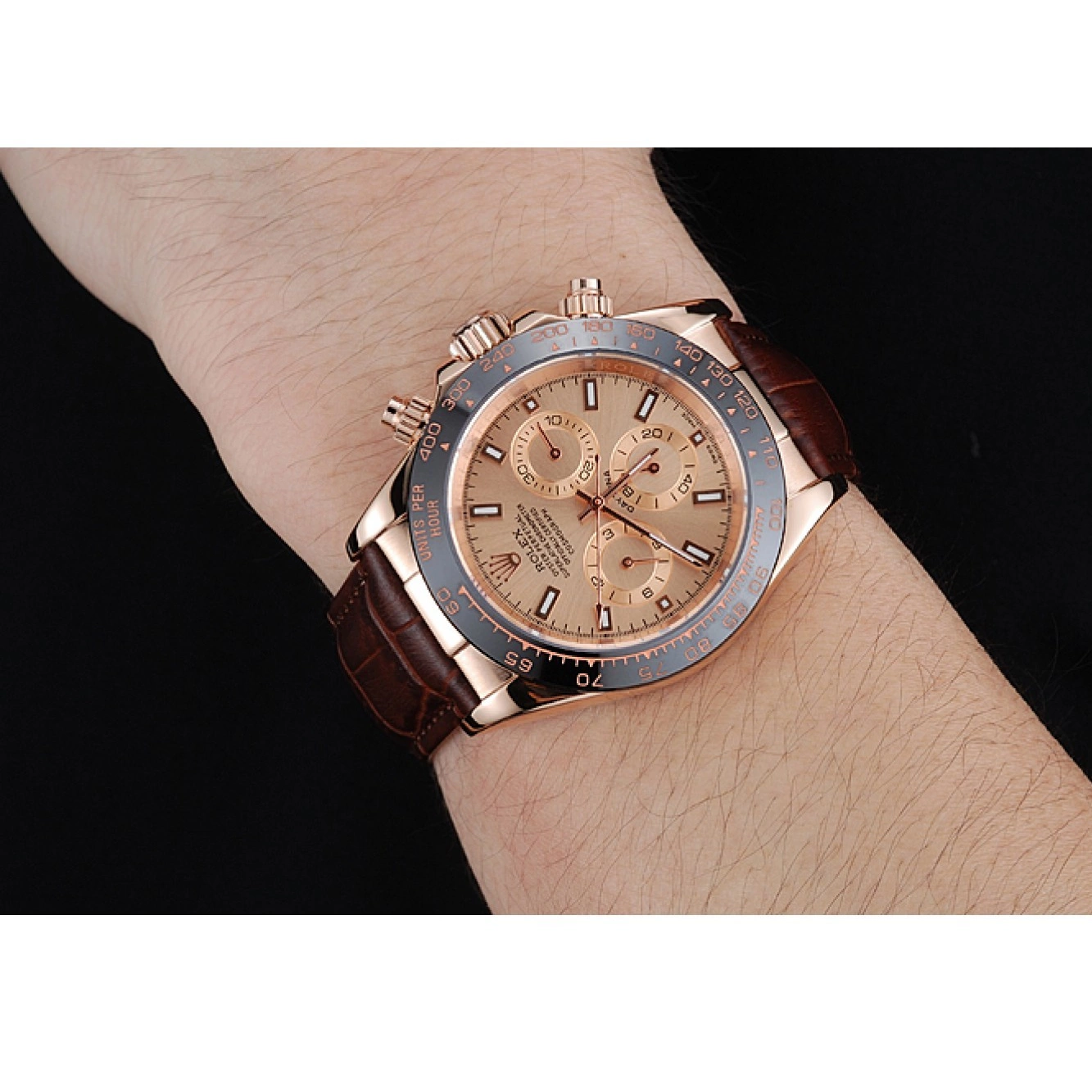 Cheap Leather Gold Brown 1454243 Bracelet Rose Brown Cosmograph Daytona Dial Rolex Case 0218