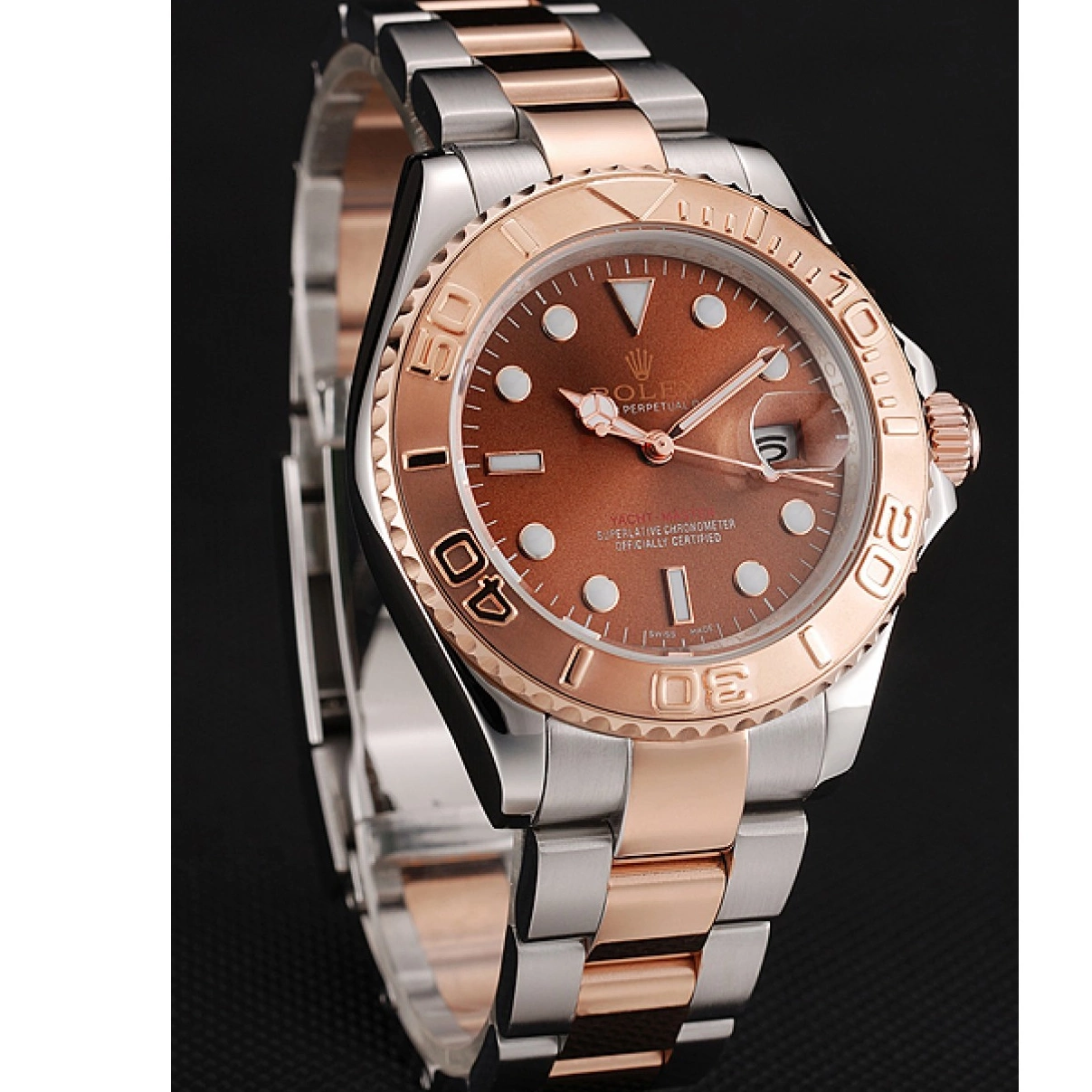 Affordable Rolex Tone Bracelet Gold Yacht Master Rose Two Steel Stainless Dial 1453864 0226