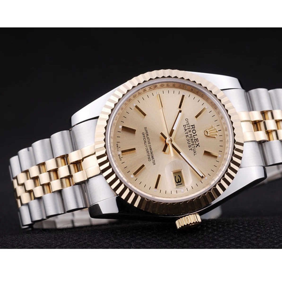 Affordable Gold Ribbed Datejust Dial Bezel 7450 Rolex 0214