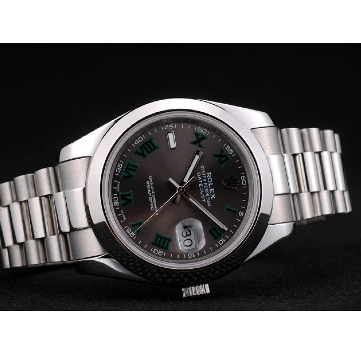 Affordable 41982 Strap DateJust Rolex Stainless Steel Grey Dial 0214