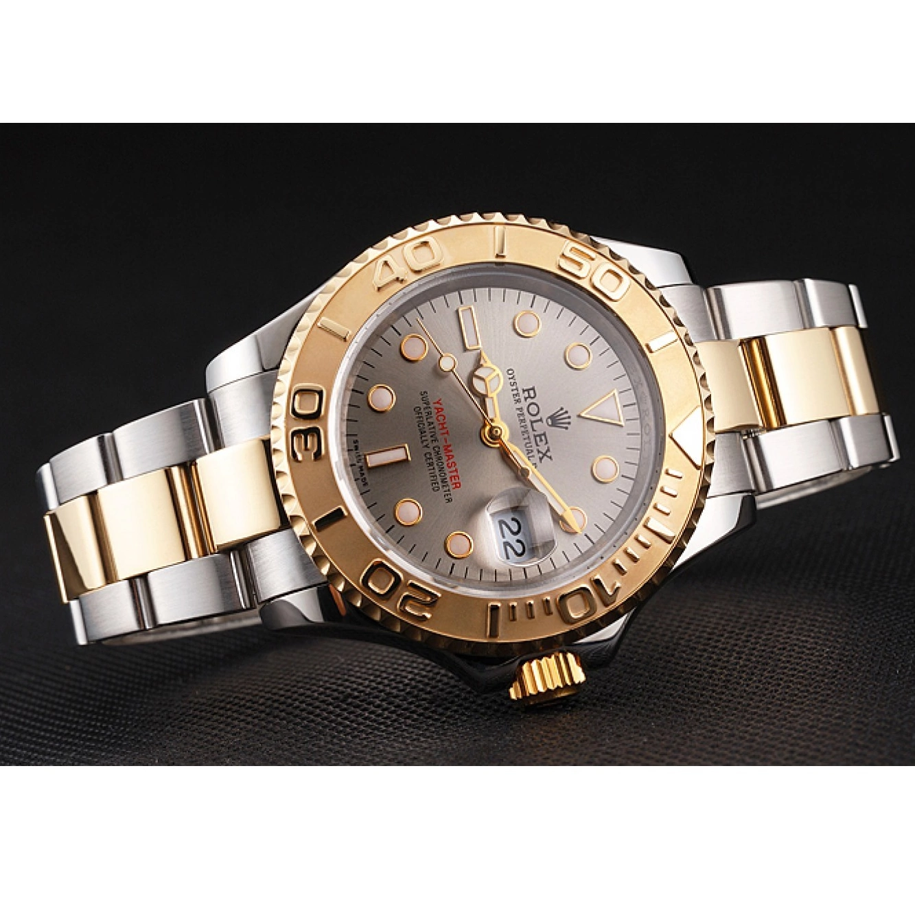 Affordable Tone Dial Two Gray Case Stainless Bezel Rolex Yacht-Master Gold Swiss Steel Dial 0212