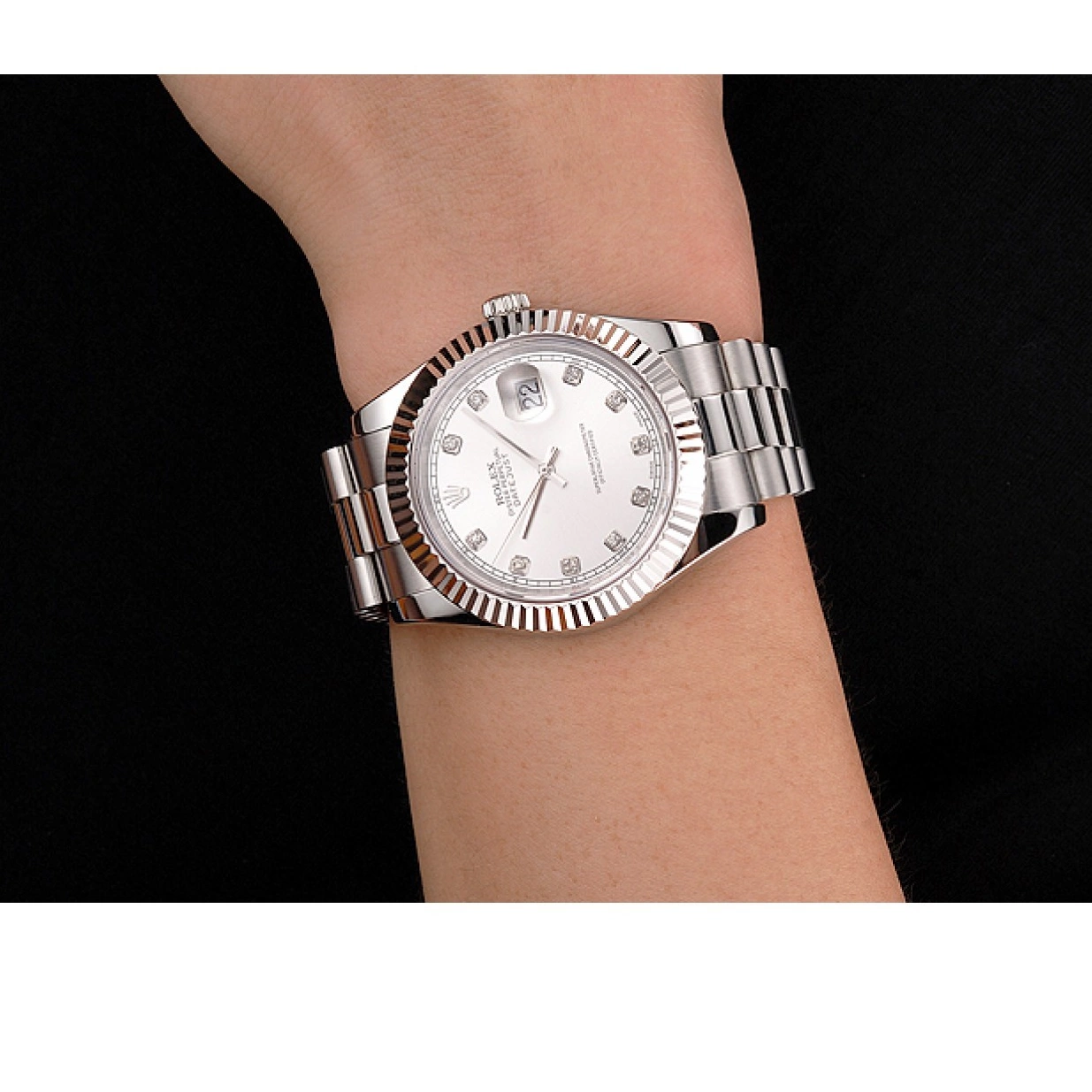 Affordable Stainless Rolex Datejust Bracelet Case Steel And Swiss Dial Silver 0221