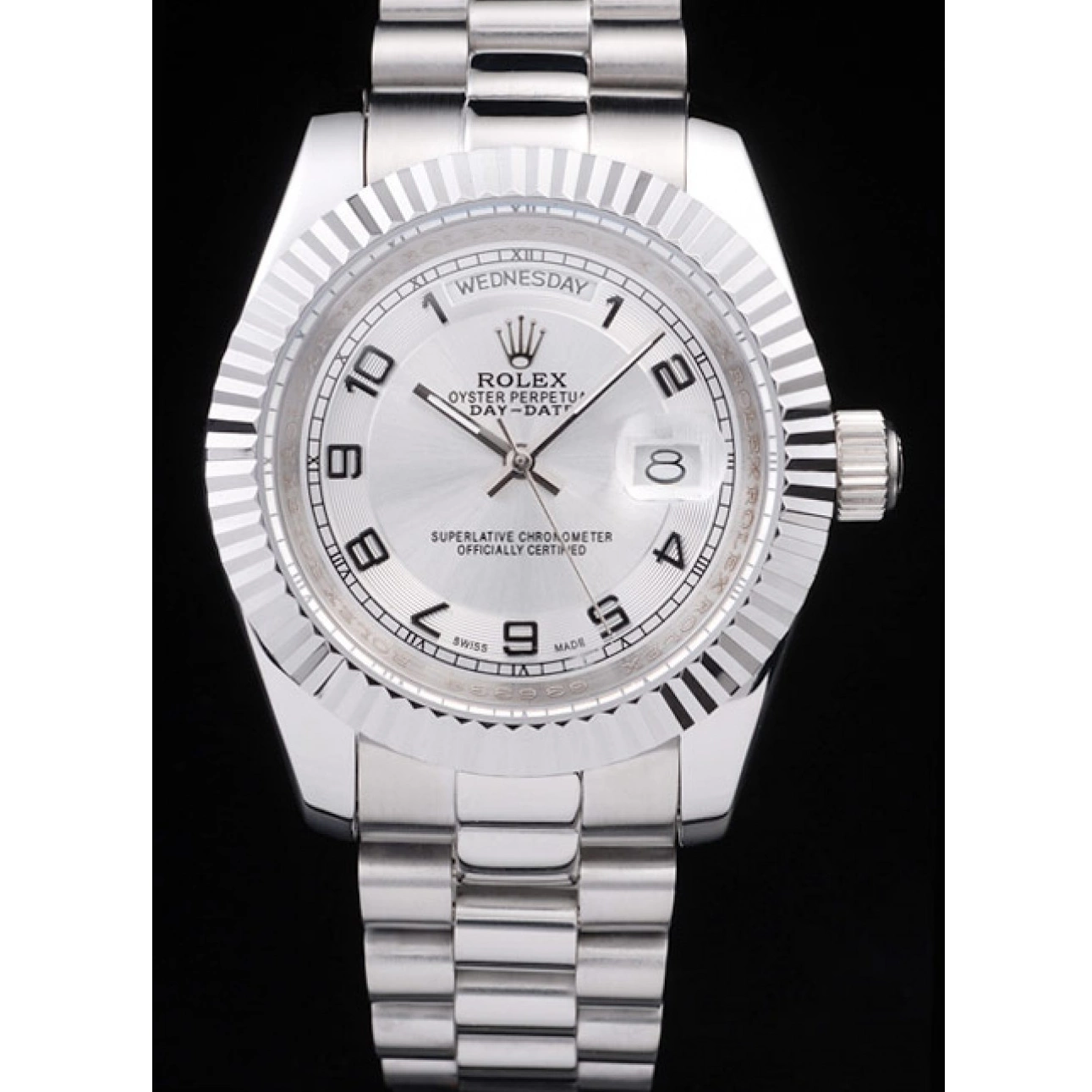 Cheap Stainless White Polished Day-Date Steel Dial Rolex 0214