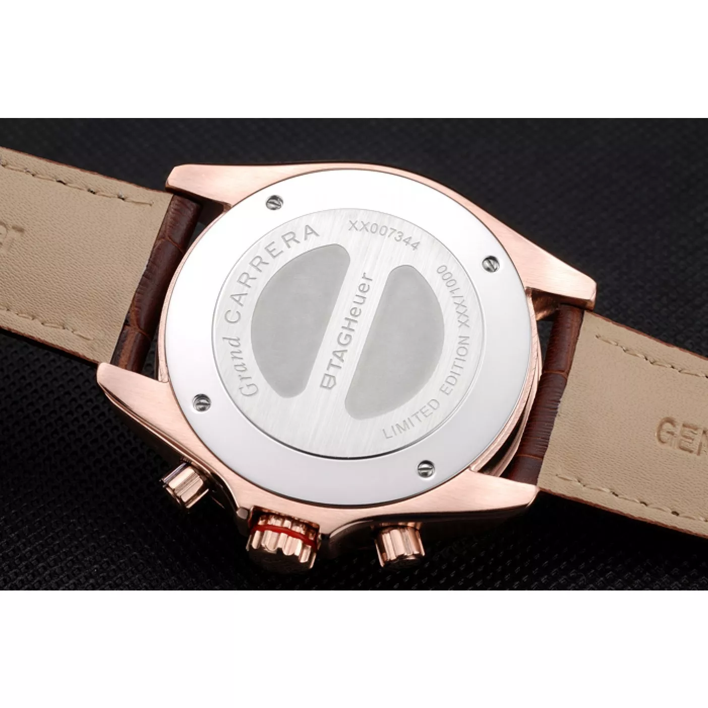 Affordable Tag Heuer Carrera Rose Gold Case White Dial Brown Leather Strap 98245 0203