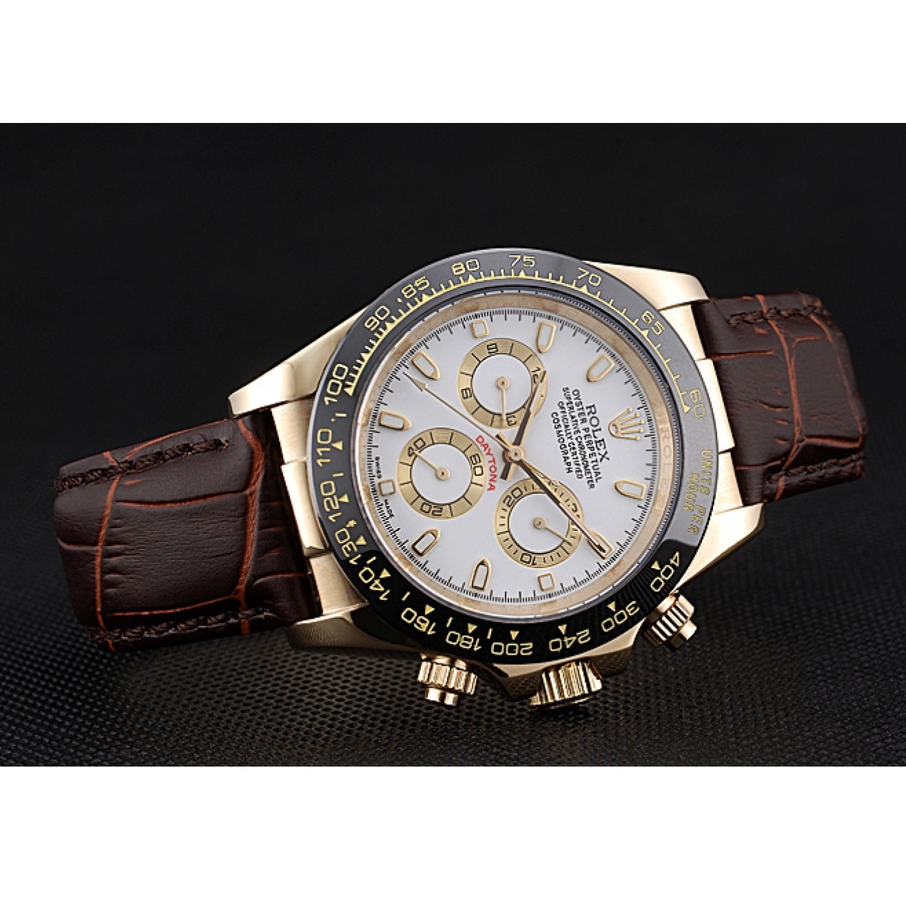 Affordable Brown Cosmograph Bracelet 622633 Rolex Daytona Leather Case White Dial Gold 0222