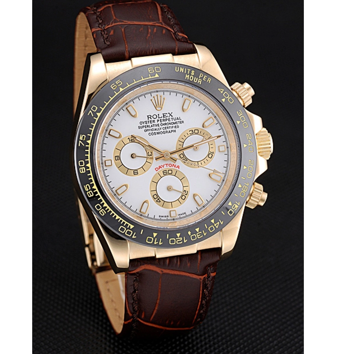 Affordable Brown Cosmograph Bracelet 622633 Rolex Daytona Leather Case White Dial Gold 0222