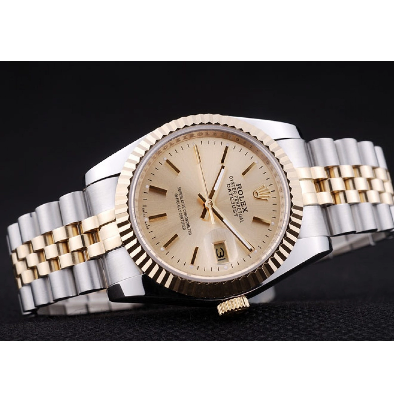 Affordable Datejust Rolex Ribbed Gold Dial 7450 Bezel 0208