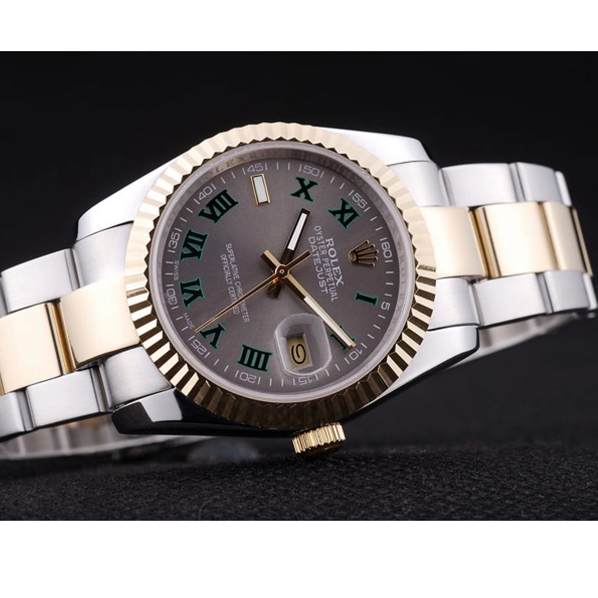 Affordable Bezel Datejust Rolex Dial 7460 Grey Ribbed 0214