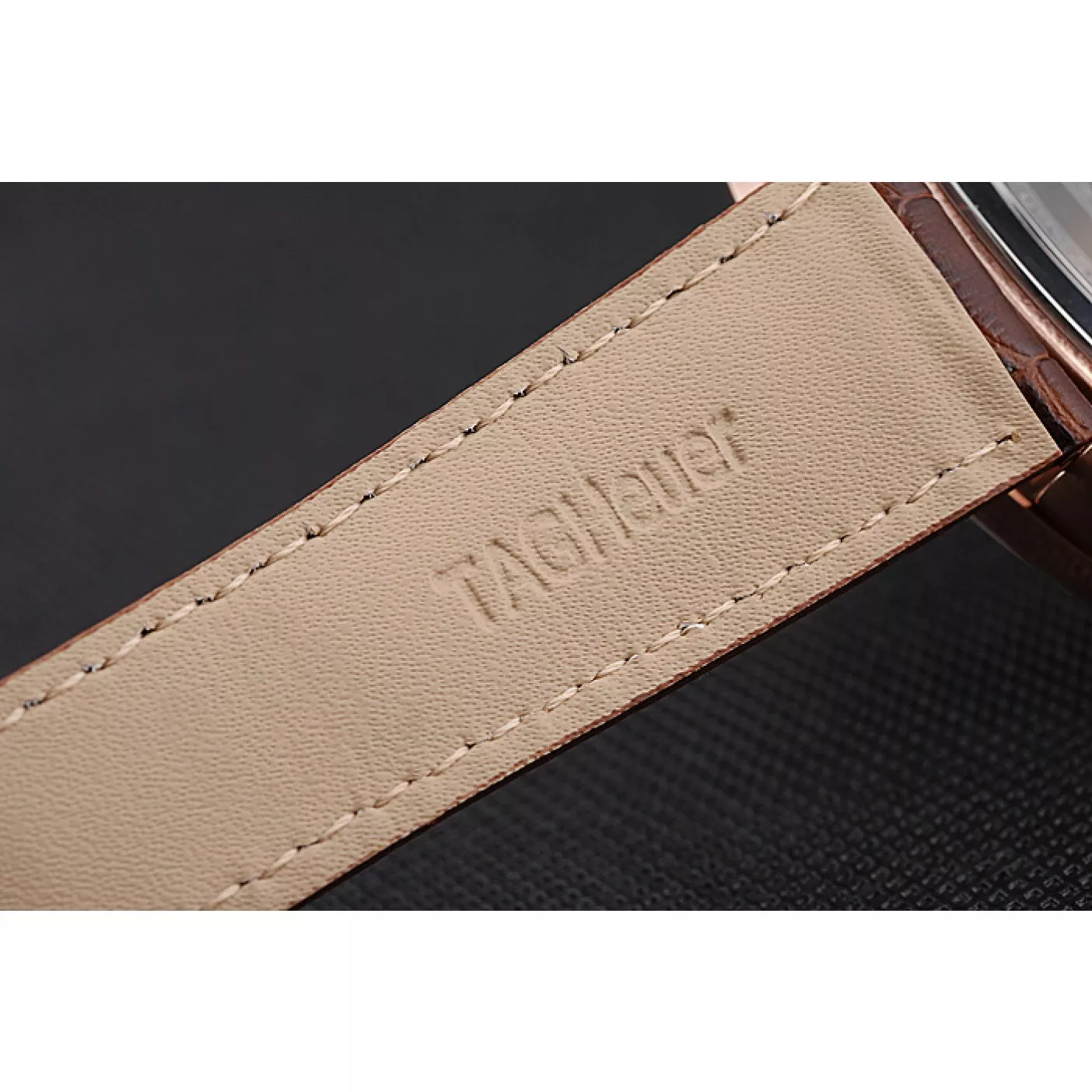 Affordable Tag Heuer Carrera Rose Gold Case White Dial Brown Leather Strap 98245 0203