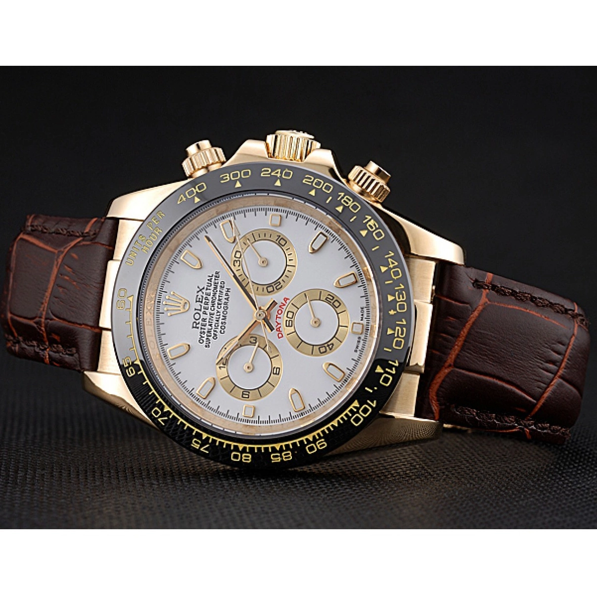 Affordable Brown Cosmograph Bracelet 622633 Rolex Daytona Leather Case White Dial Gold 0222