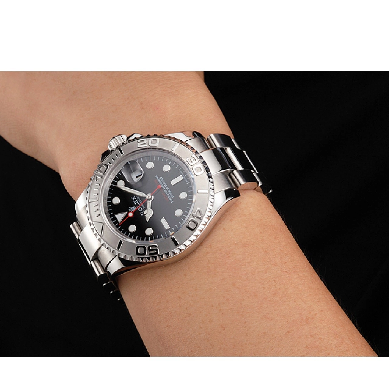 Affordable Case Steel And Black Swiss Bracelet Stainless Dial Yacht-Master Rolex 0210