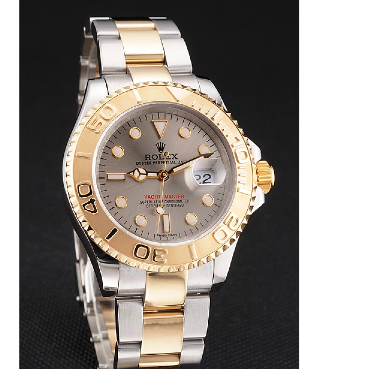 Affordable Tone Dial Two Gray Case Stainless Bezel Rolex Yacht-Master Gold Swiss Steel Dial 0212