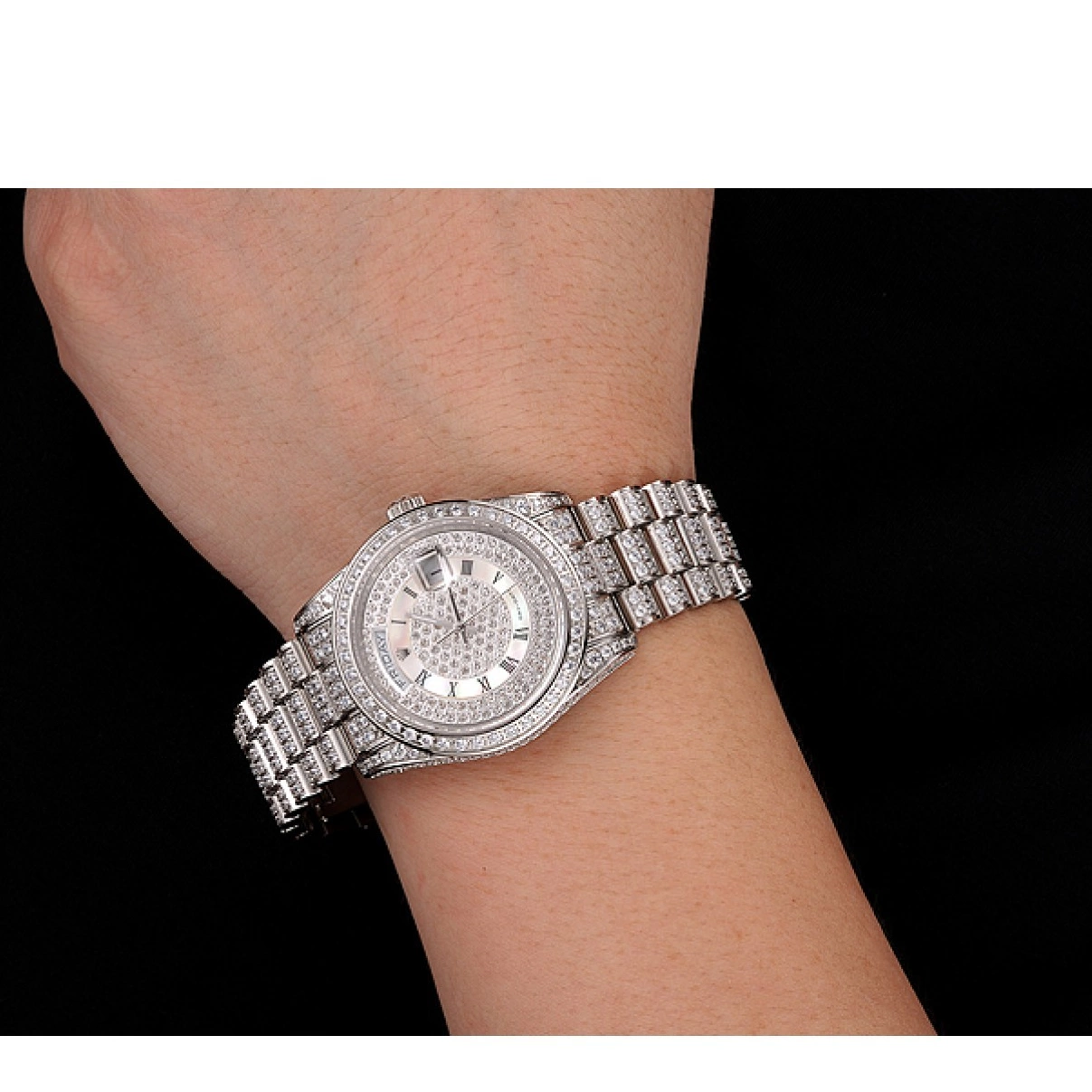 Affordable Diamond Diamond Bracelet Pave 1453950 Rolex Diamond Day-Date Dial Case Swiss 0227