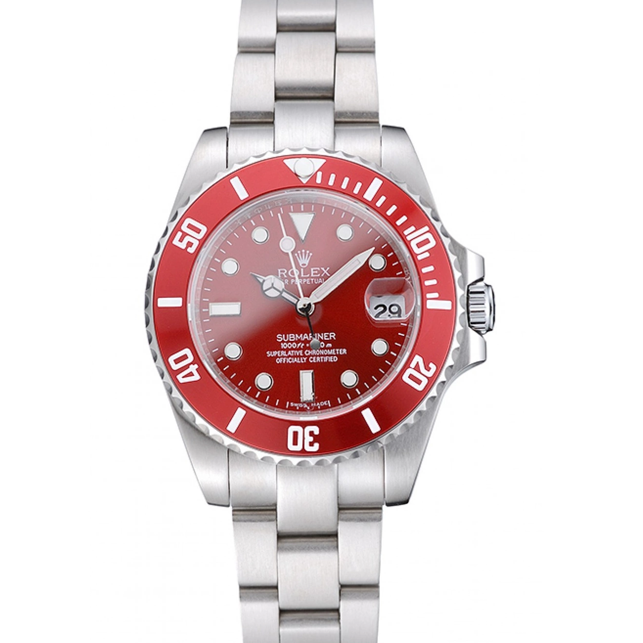 Cheap Steel Rolex 1454154 Submariner Bracelet Stainless Red Dial 0227