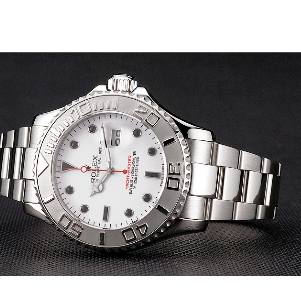 Affordable White Rolex Dial Case Yacht-Master And Steel Bracelet Stainless 0225