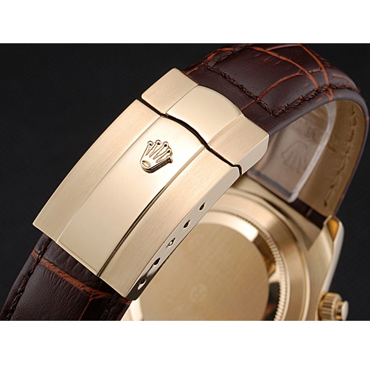 Affordable Brown Cosmograph Bracelet 622633 Rolex Daytona Leather Case White Dial Gold 0222